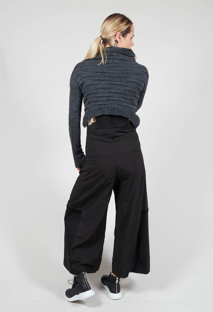 Tricot Pollock Slim Fit Cropped Jumper with Polo Neck in Anthracite