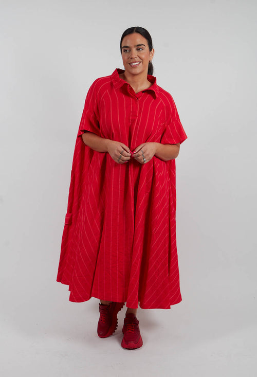 A-Line Dress in Ketchup Stripe -1020905