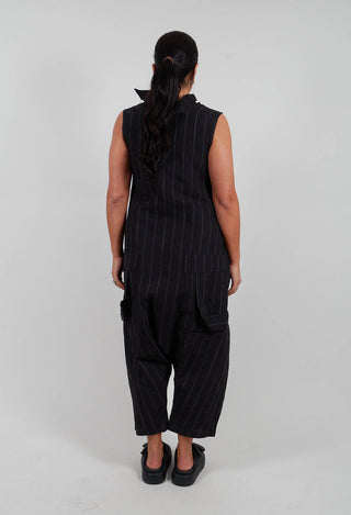 Sleeveless Jumpsuit in Black Stripe - 1021309
