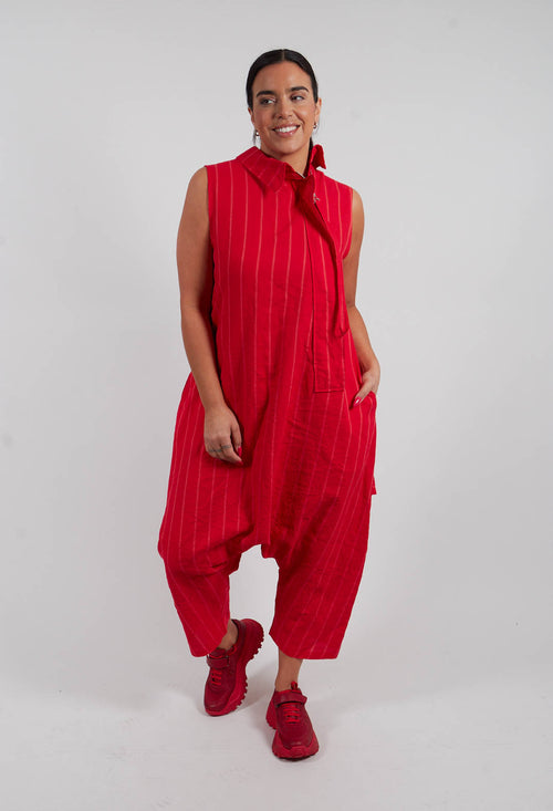 Sleeveless Jumpsuit in Ketchup Stripe - 1021309