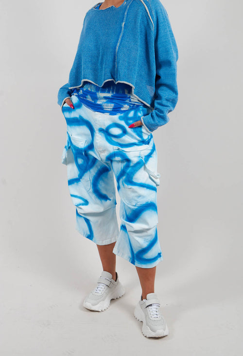 Denim Cropped Jeans in Graffiti 1040121