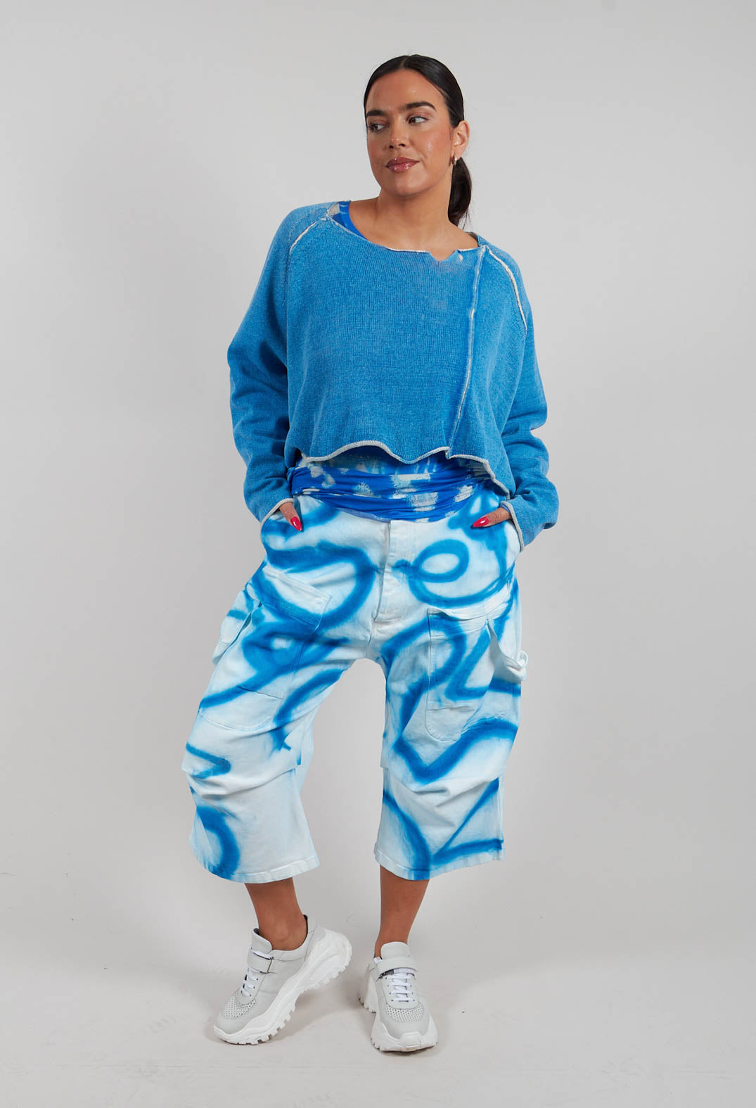 Denim Cropped Jeans in Graffiti 1040121