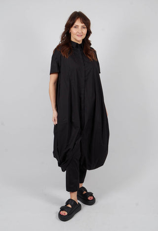 Button Shirt Dress in Black - 1230902