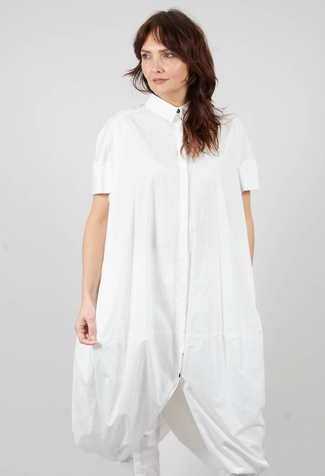 Button Shirt Dress in Paper - 1230902