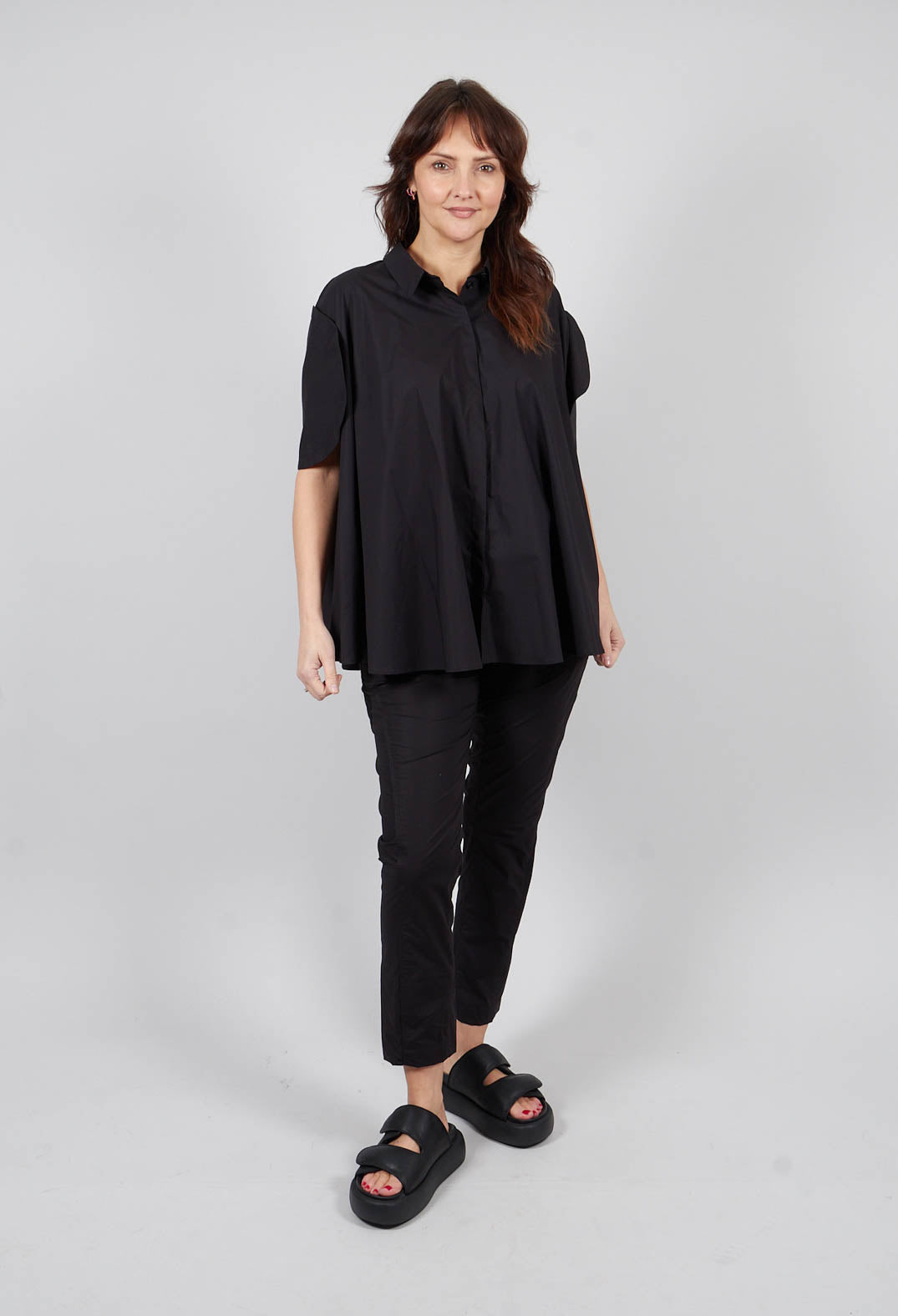 Round Sleeve Blouse in Black - 1230410