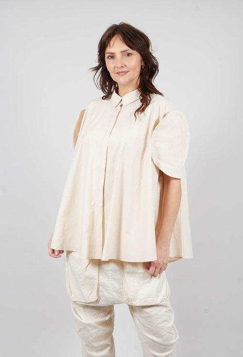 Round Sleeve Blouse in Marshmallow - 1230410