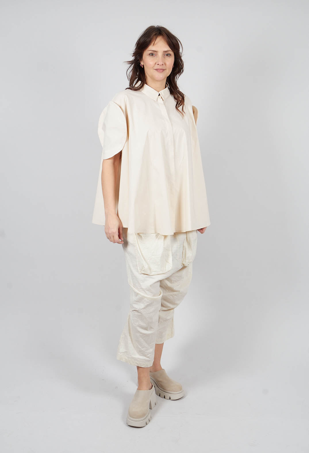 Round Sleeve Blouse in Marshmallow - 1230410