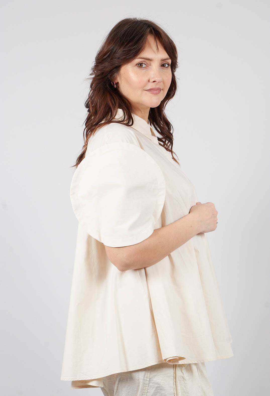 Round Sleeve Blouse in Marshmallow - 1230410