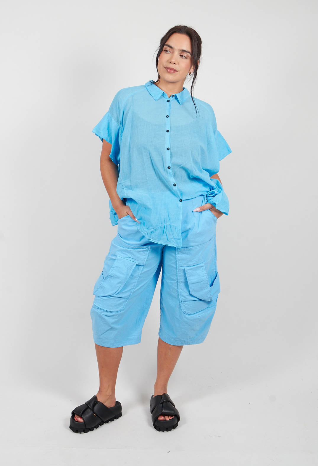Cropped Pocket Trousers in Ice - 1240101