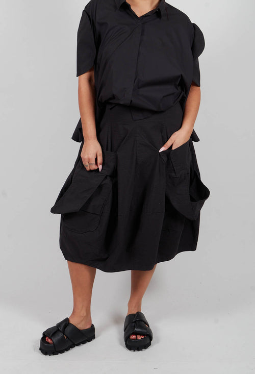 Pull On Midi Skirt in Black - 1240312