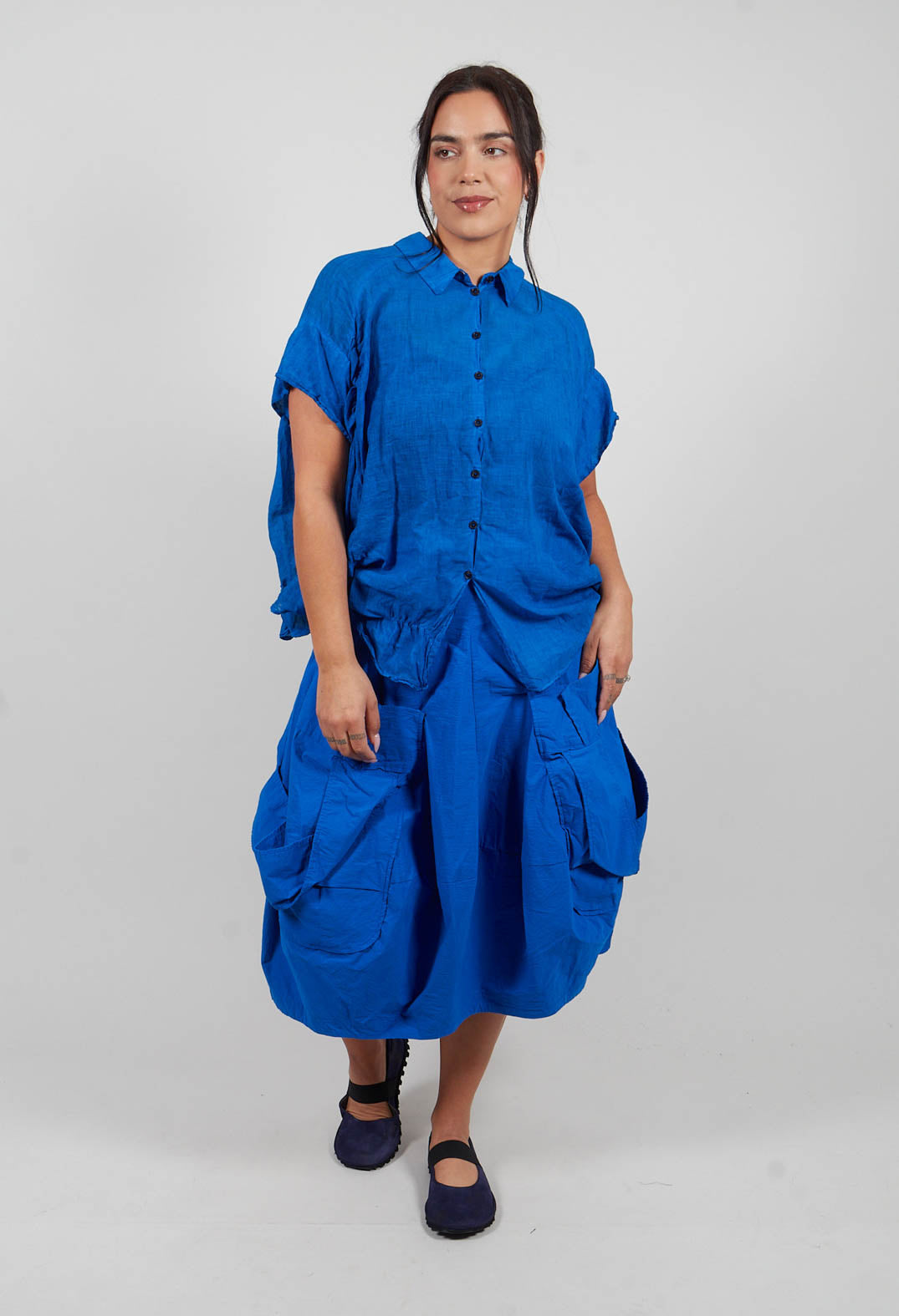 Pull On Midi Skirt in Electric - 1240312