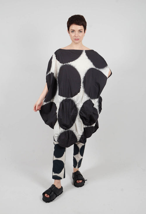 Circular Print Dress in Black Print - 1260902