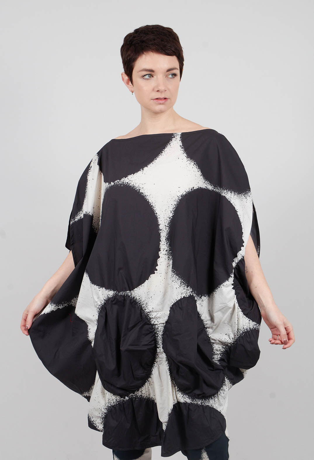 Circular Print Dress in Black Print - 1260902