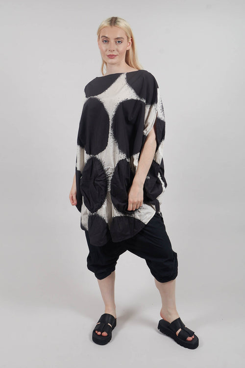 Circular Print Dress in Black Print - 1260902