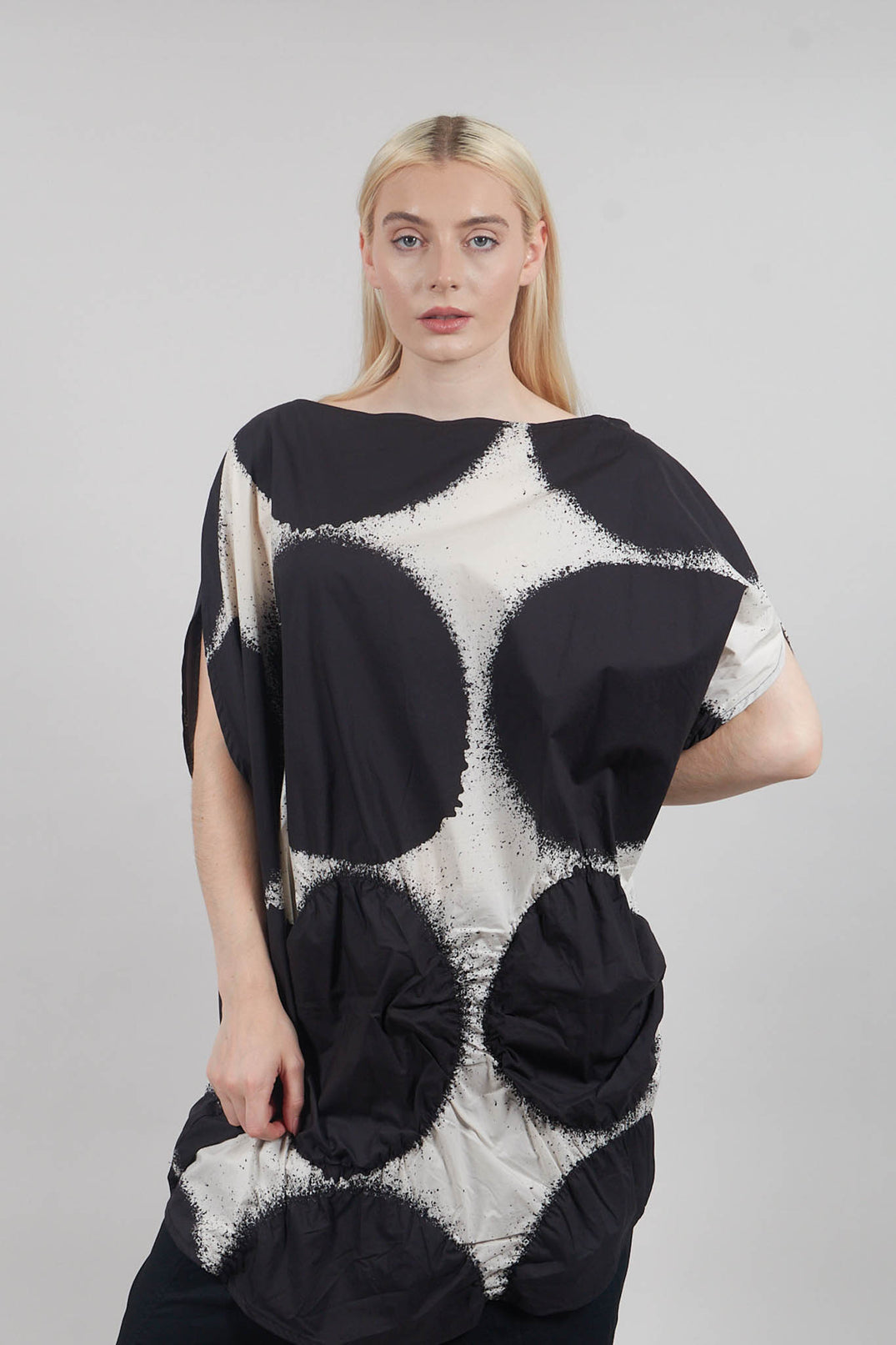 Circular Print Dress in Black Print - 1260902