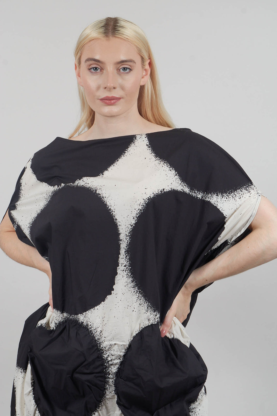 Circular Print Dress in Black Print - 1260902