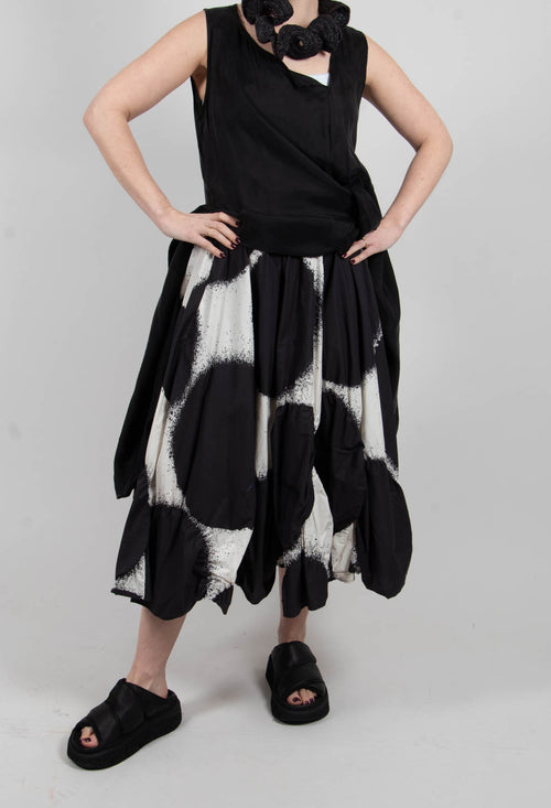 Elasticated A-Line Skirt in Black Print - 1260304