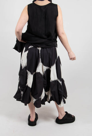Elasticated A-Line Skirt in Black Print - 1260304