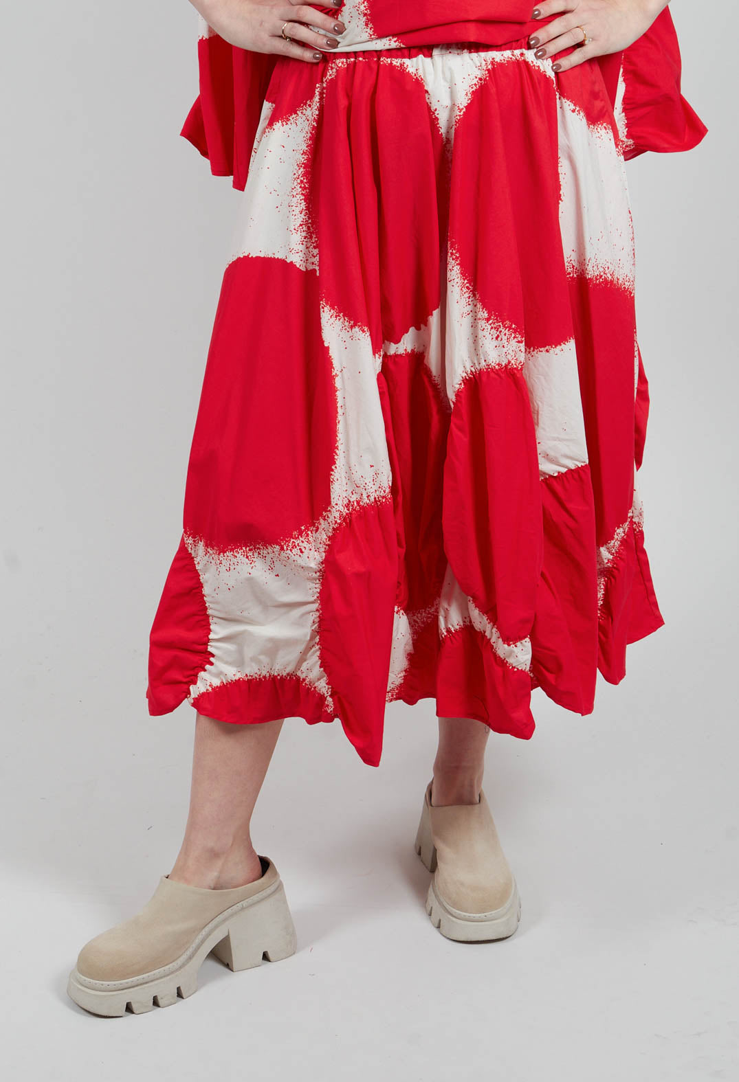 Elasticated A-Line Skirt in Ketchup Print - 1260304
