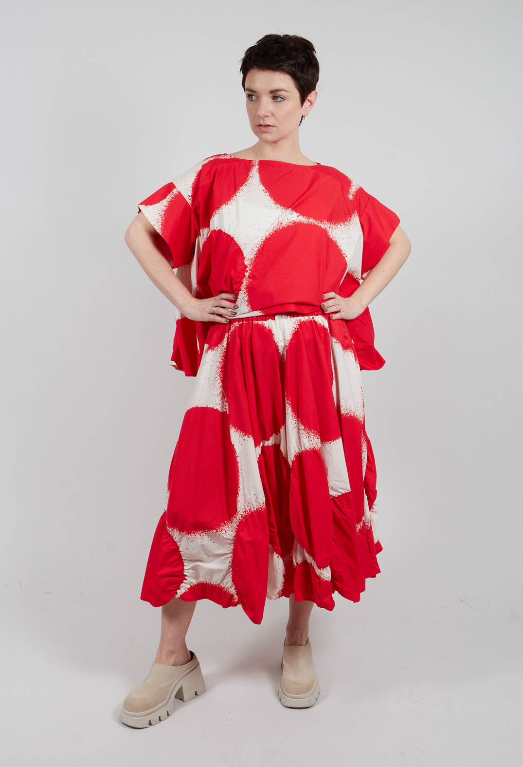 Elasticated A-Line Skirt in Ketchup Print - 1260304