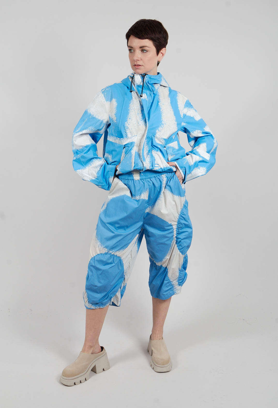 Cropped Balloon Trousers in Ice Print - 1260105