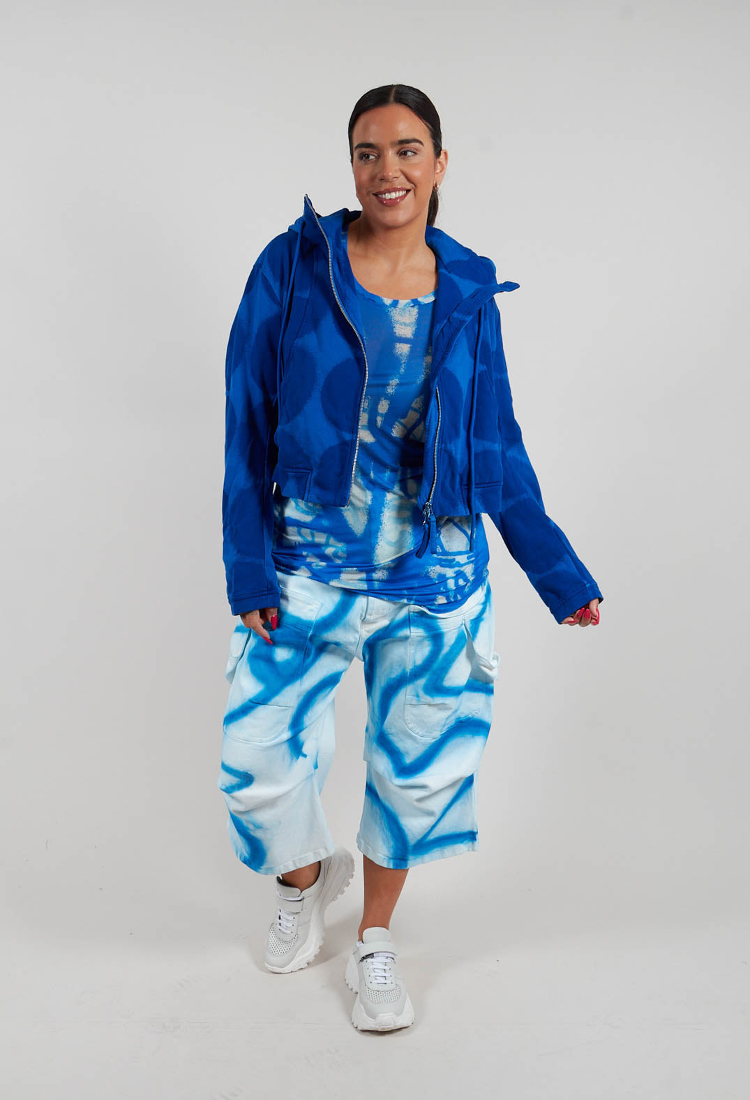 Zip Up Hooded Jacket in Electric Print - 1271105