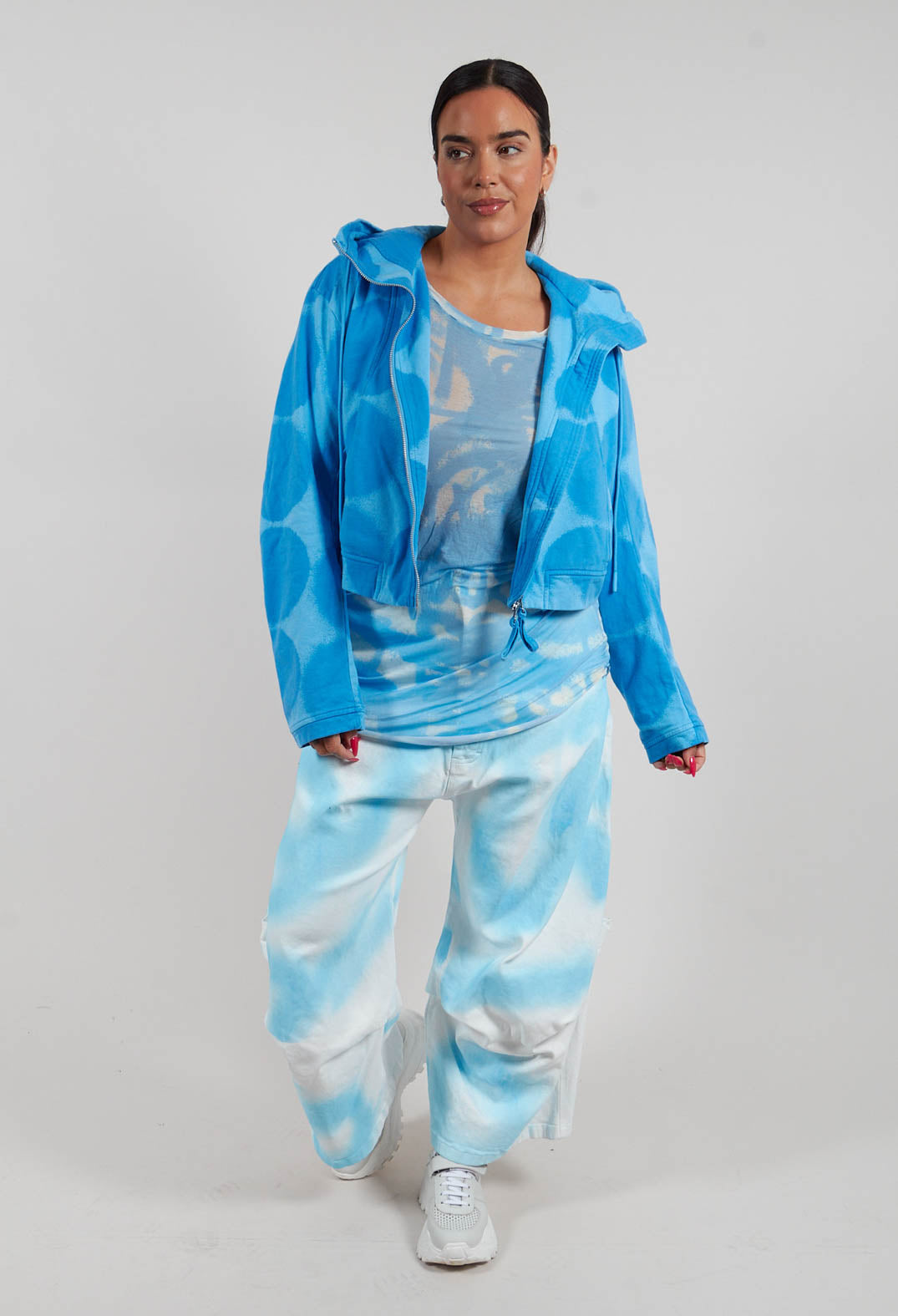Zip Up Hooded Jacket in Ice Print - 1271105