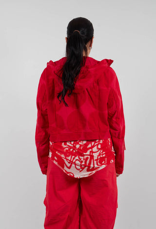 Zip Up Hooded Jacket in Ketchup Print - 1271105