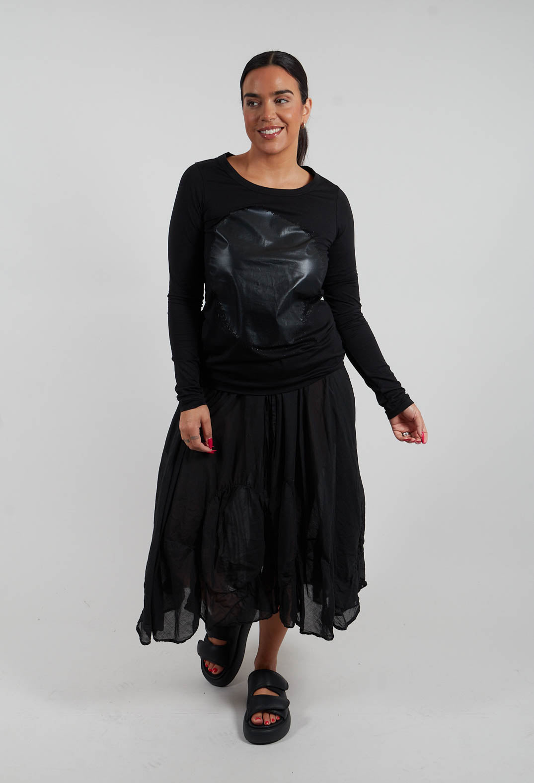 Circle Long Sleeve T-Shirt in Black Print - 1300505