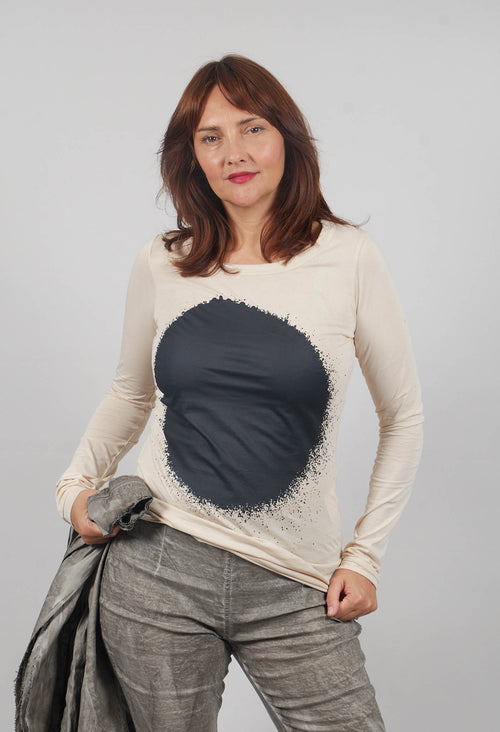 Circle Long Sleeve T-Shirt in Marshmallow Print - 1300505
