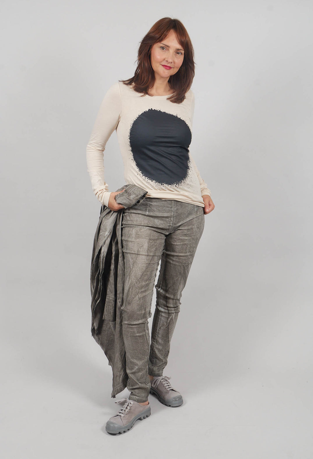 Circle Long Sleeve T-Shirt in Marshmallow Print - 1300505