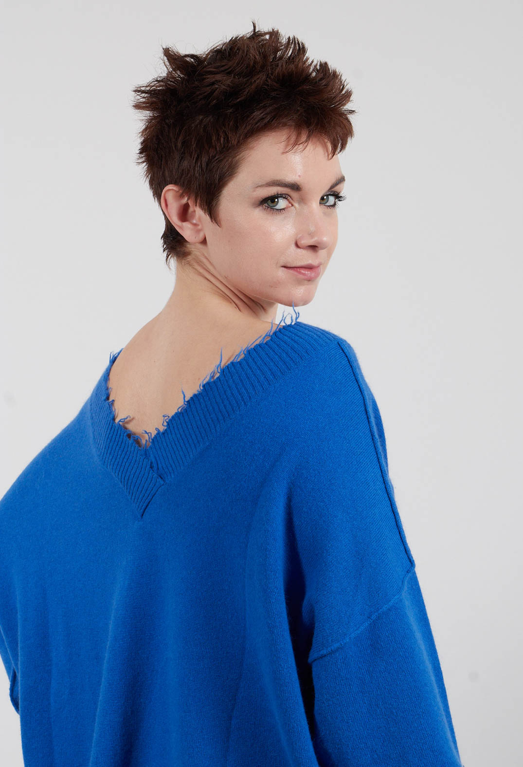 Open Neck Jumper in Electric - 1330703