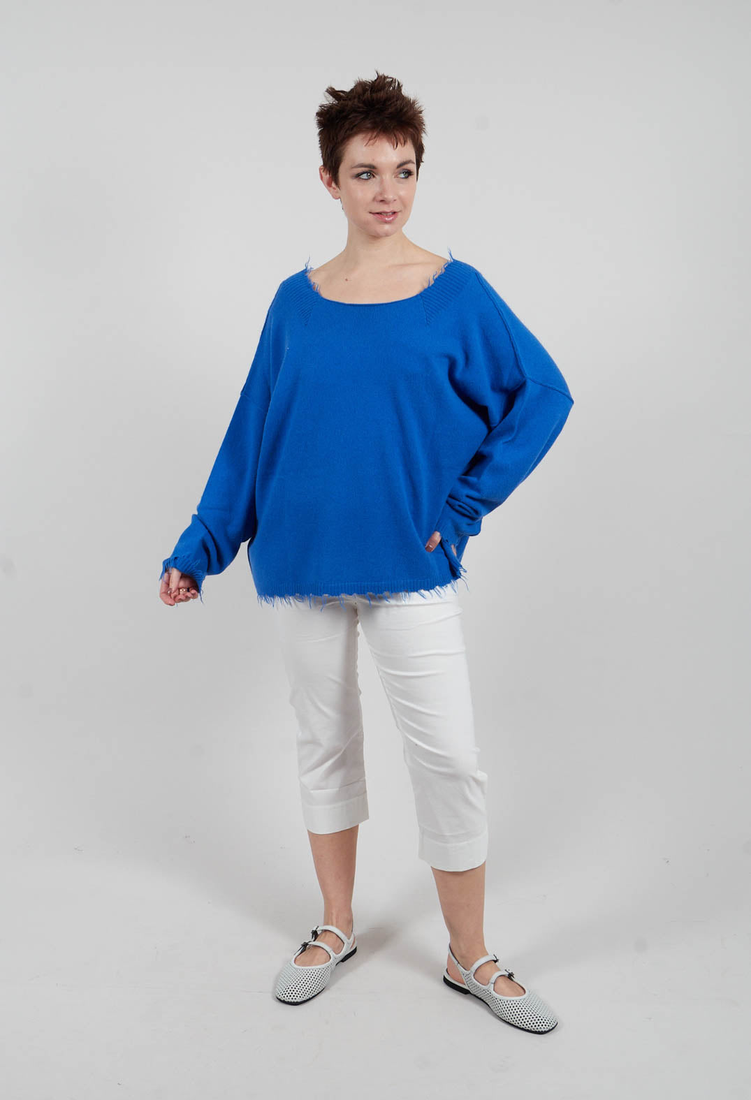 Open Neck Jumper in Electric - 1330703