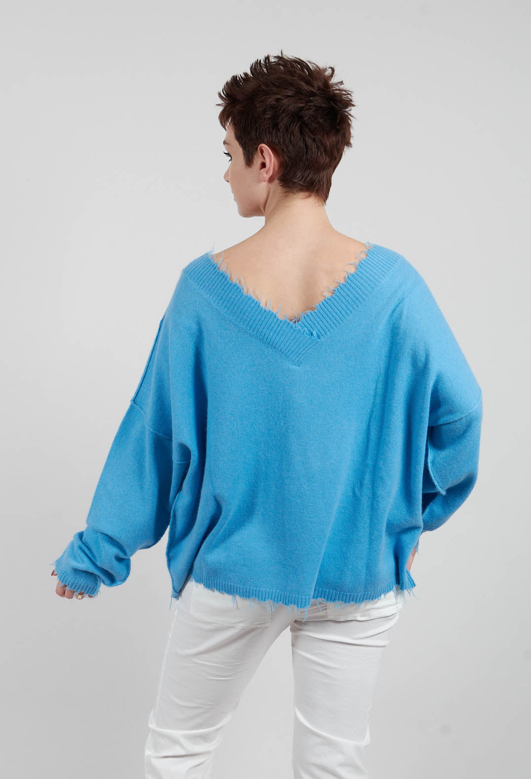 Open Neck Jumper in Ice - 1330703