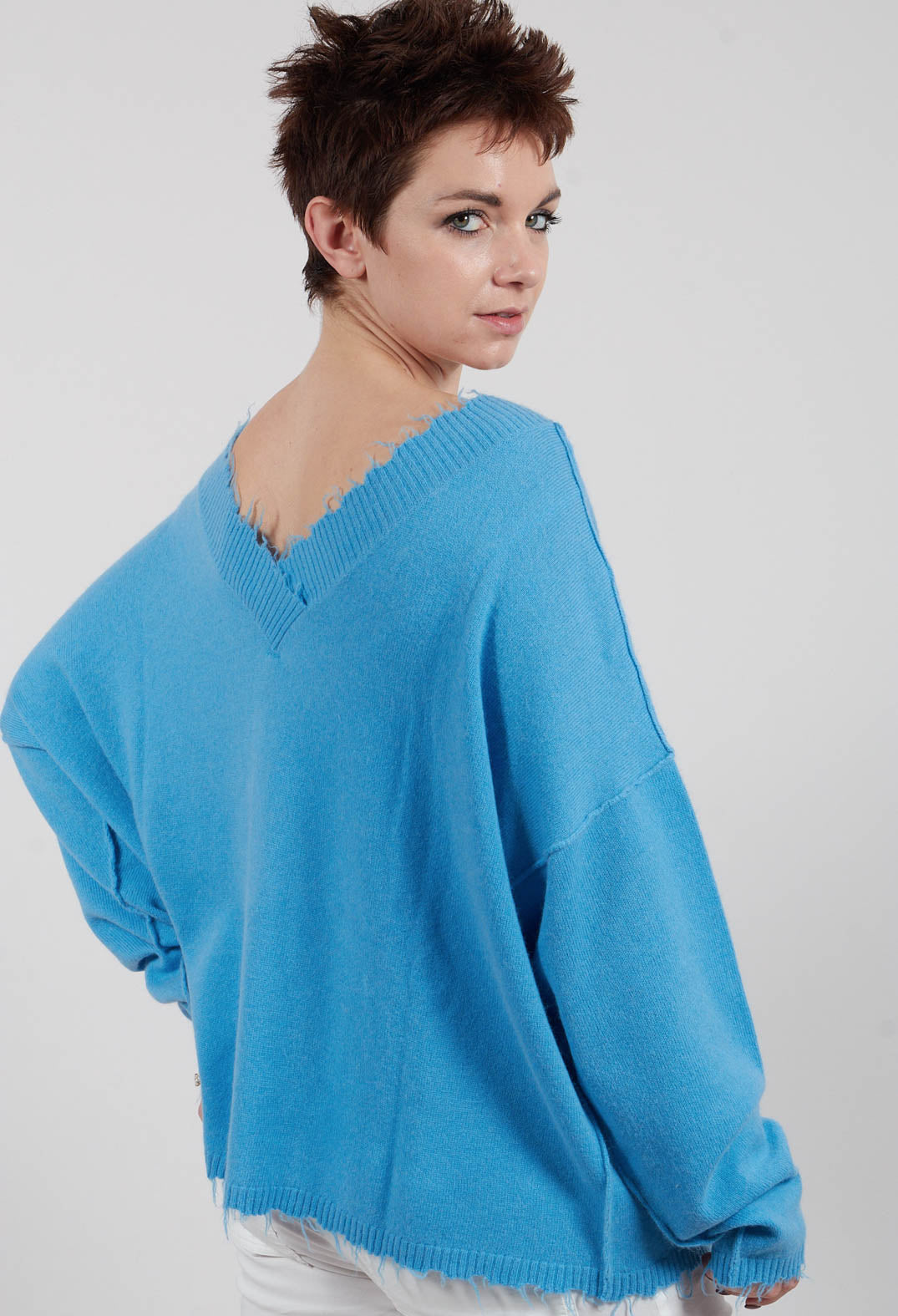 Open Neck Jumper in Ice - 1330703