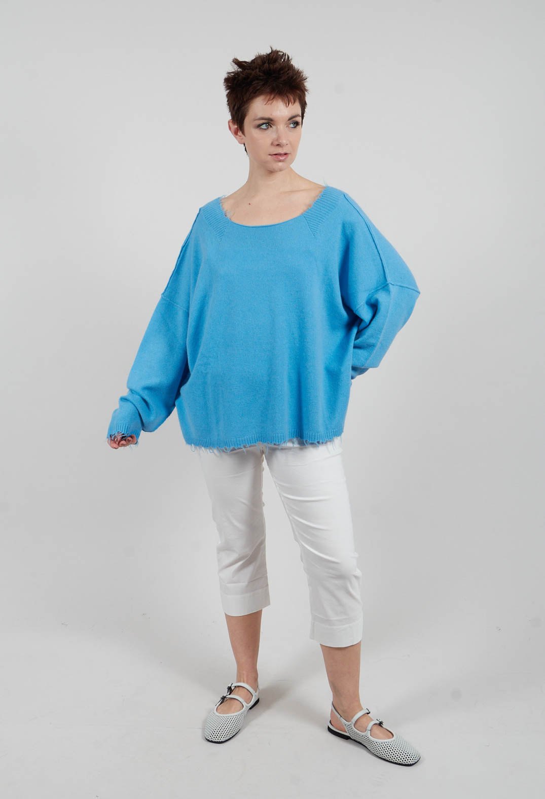 Open Neck Jumper in Ice - 1330703