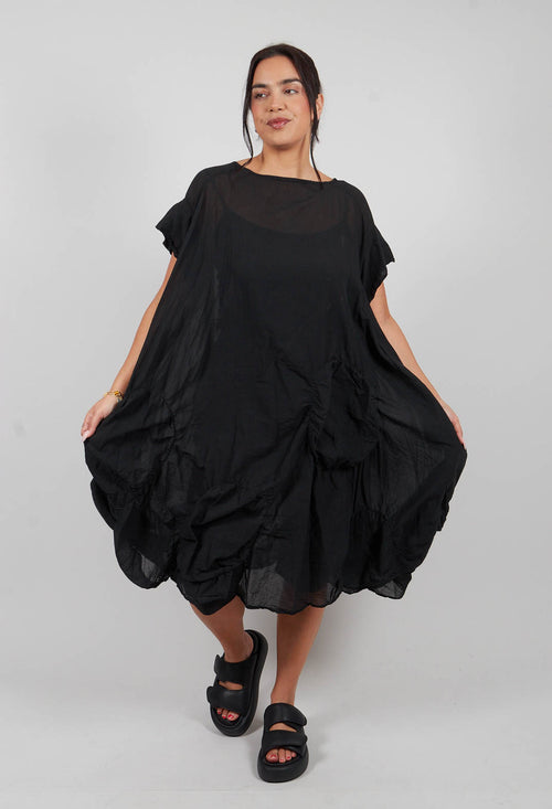 Circular Gathered Dress in Black - 1350901