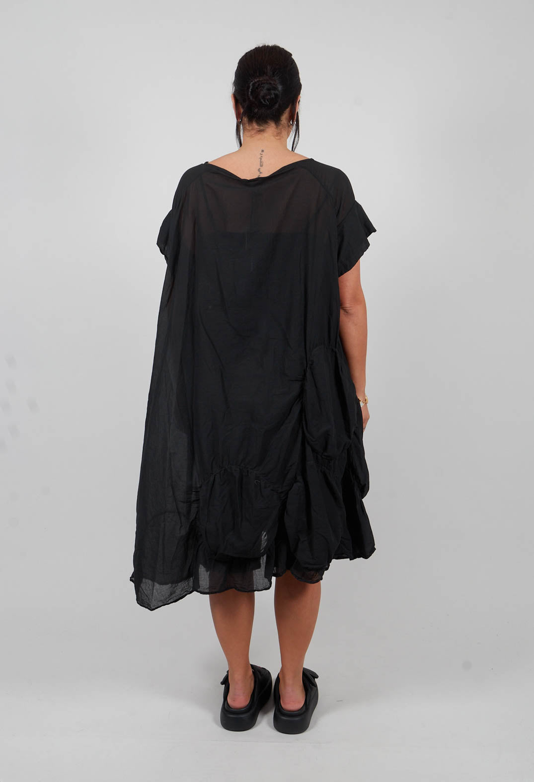 Circular Gathered Dress in Black - 1350901