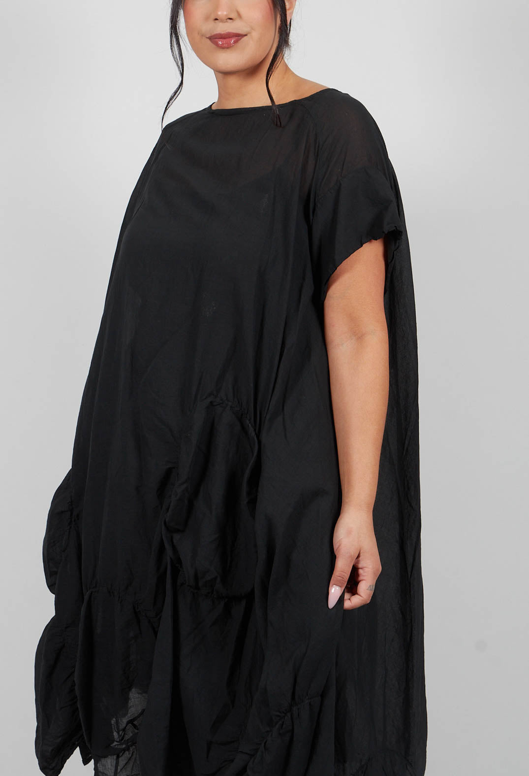 Circular Gathered Dress in Black - 1350901
