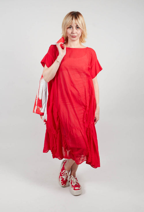 Circular Gathered Dress in Ketchup Cloud - 1350901