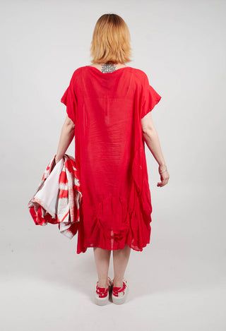 Circular Gathered Dress in Ketchup Cloud - 1350901