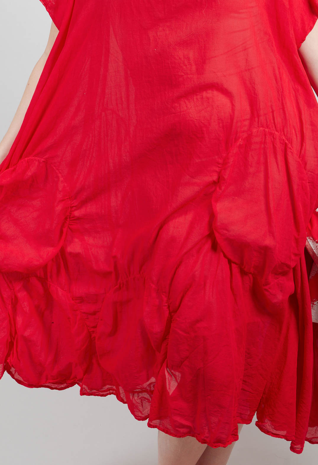 Circular Gathered Dress in Ketchup Cloud - 1350901