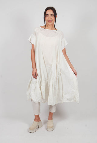 Circular Gathered Dress in Marshmallow - 1350901