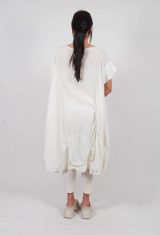 Circular Gathered Dress in Marshmallow - 1350901