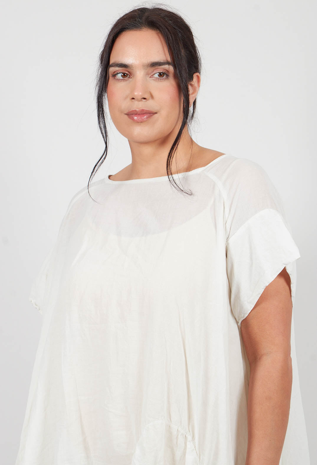 Circular Gathered Dress in Marshmallow - 1350901