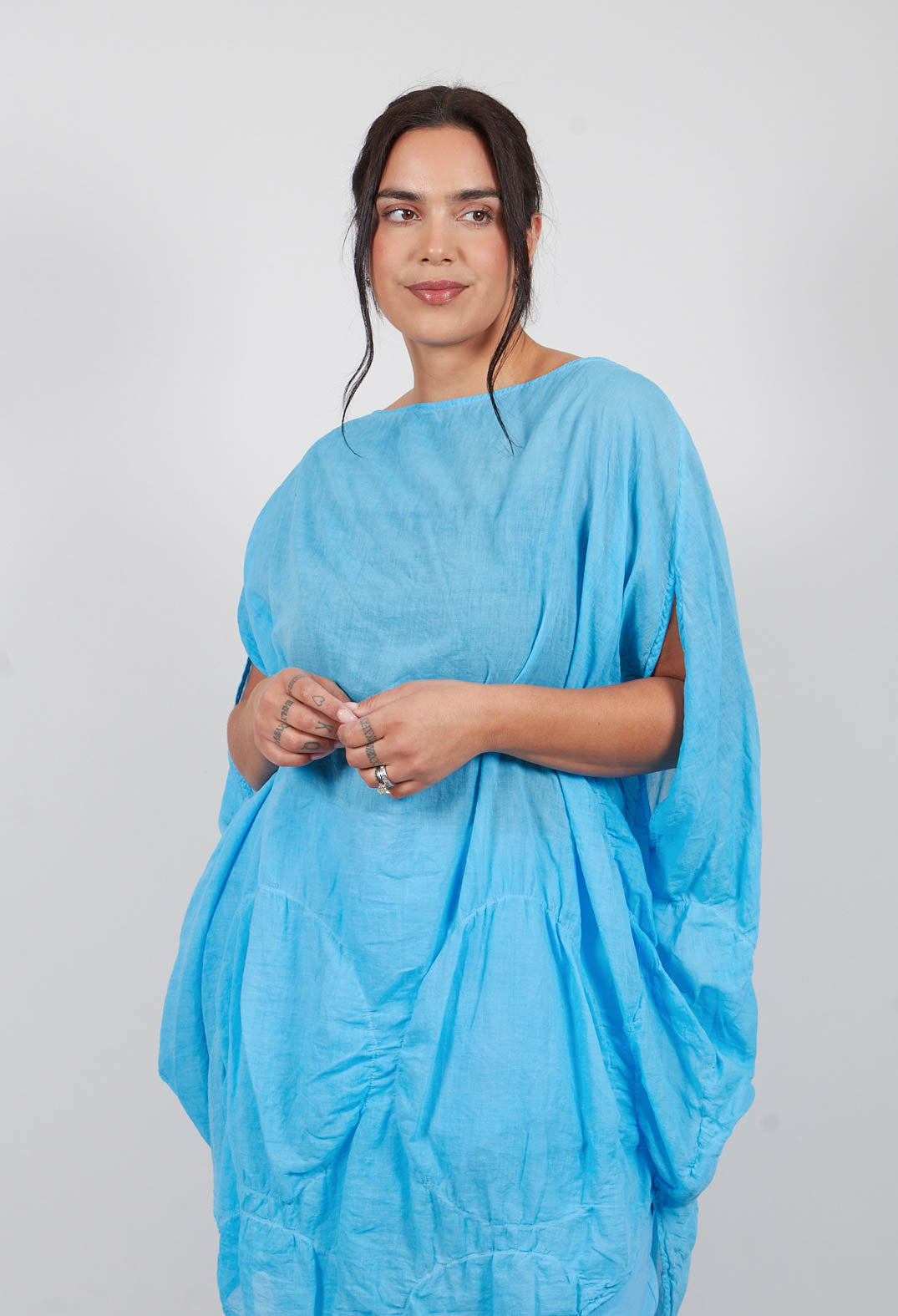 Tunic Circular Gathered Dress in Ice Cloud - 1350902