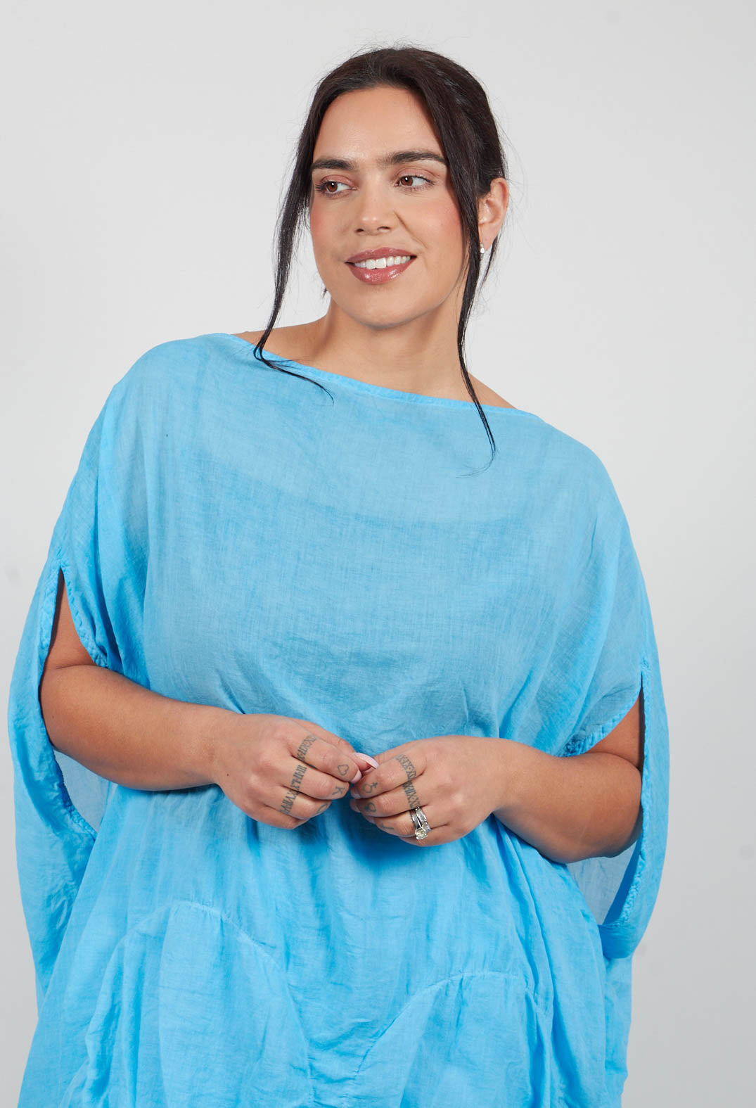 Tunic Circular Gathered Dress in Ice Cloud - 1350902