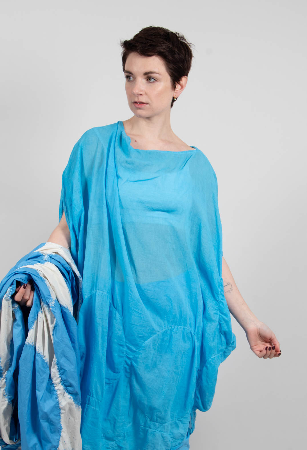 Tunic Circular Gathered Dress in Ice Cloud - 1350902