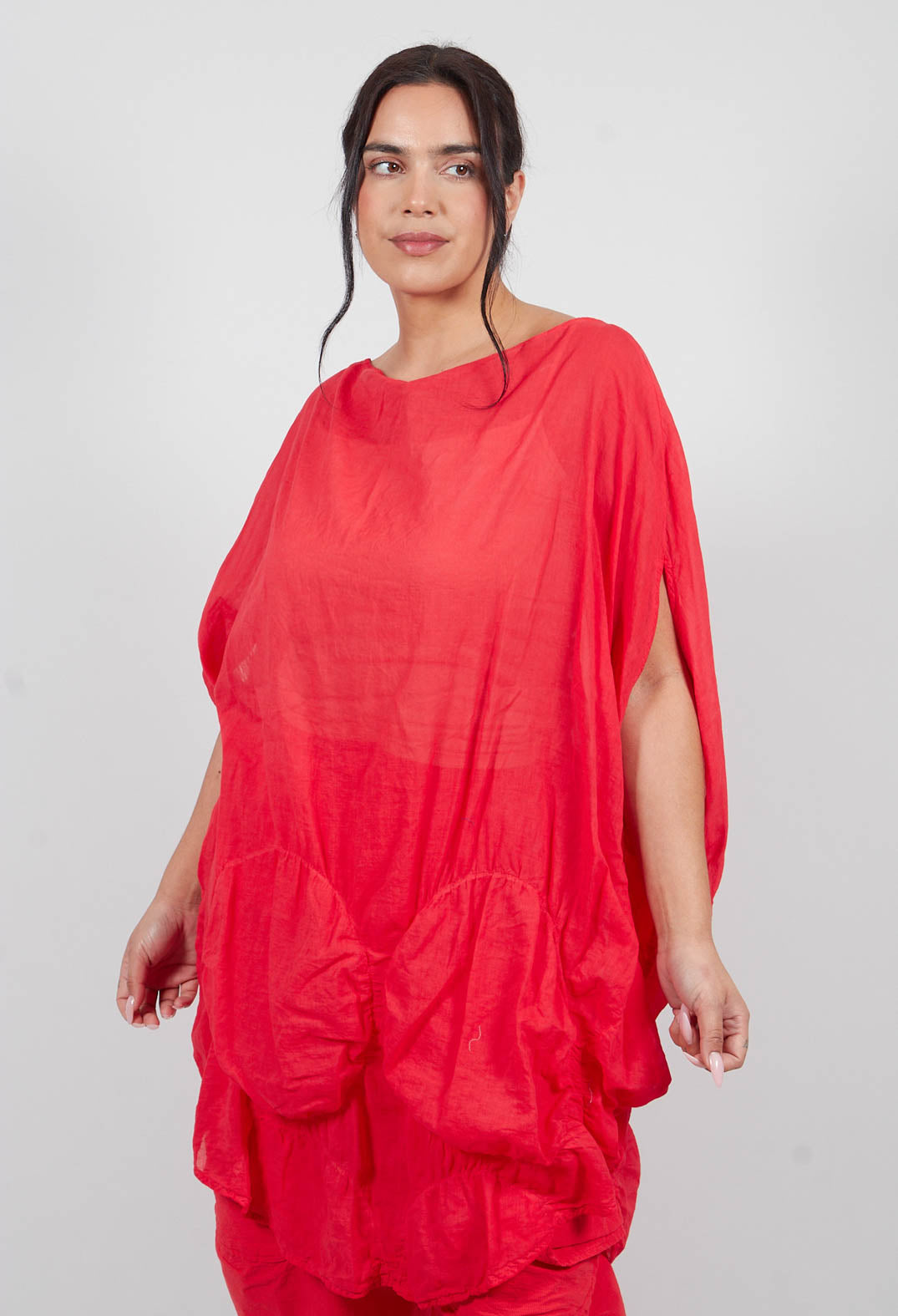 Tunic Circular Gathered Dress in Ketchup Cloud - 1350902