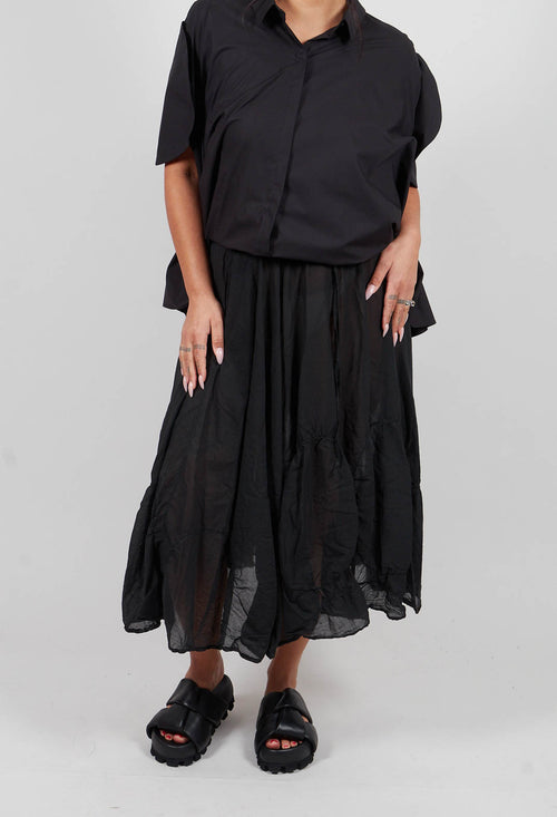 Circular Gathered Skirt in Black 1350303